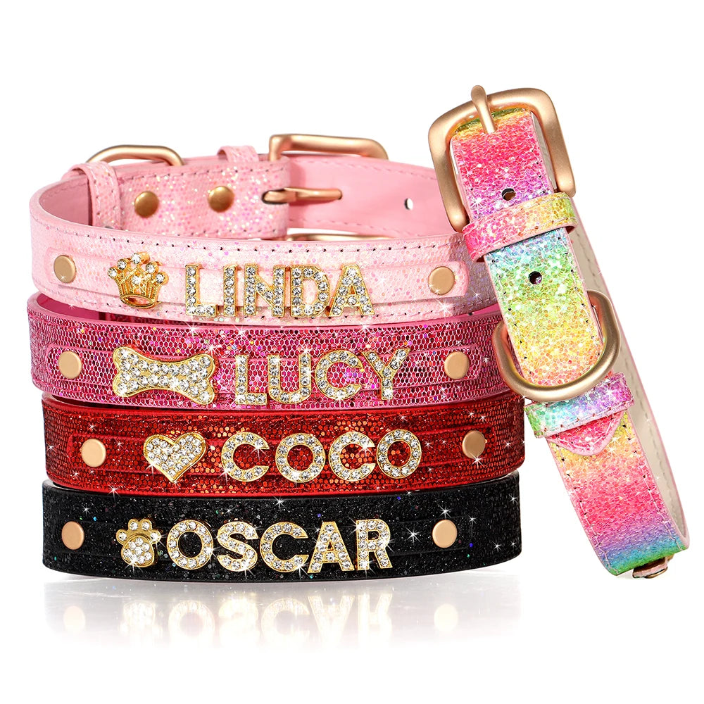 Personalized Rhinestone Dog Collar – Custom Name Collar for Small Dogs & Cats