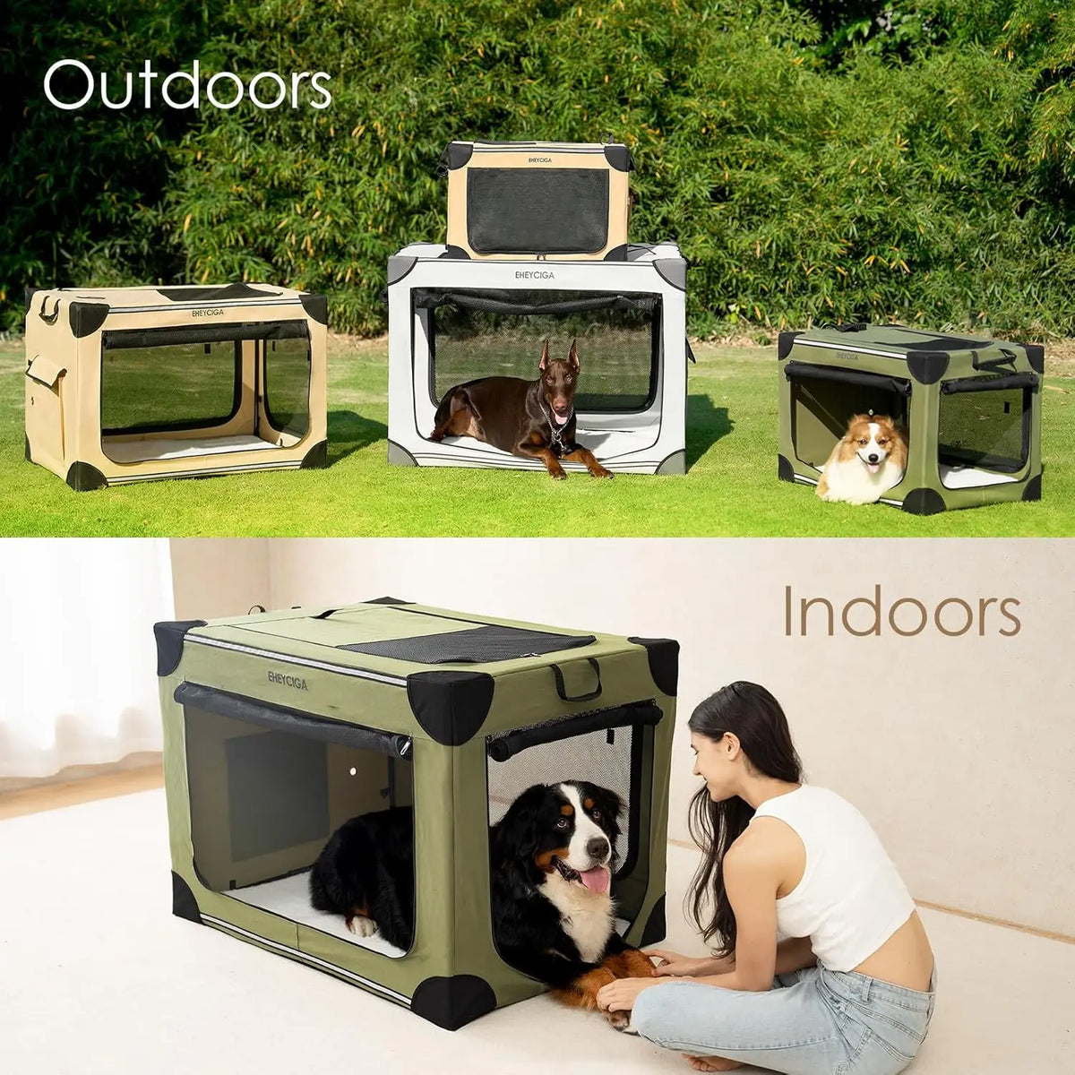 Collapsible Soft Dog Crate 36" – Portable Travel Dog Kennel for Large Dogs | Foldable Indoor & Outdoor Dog Crate