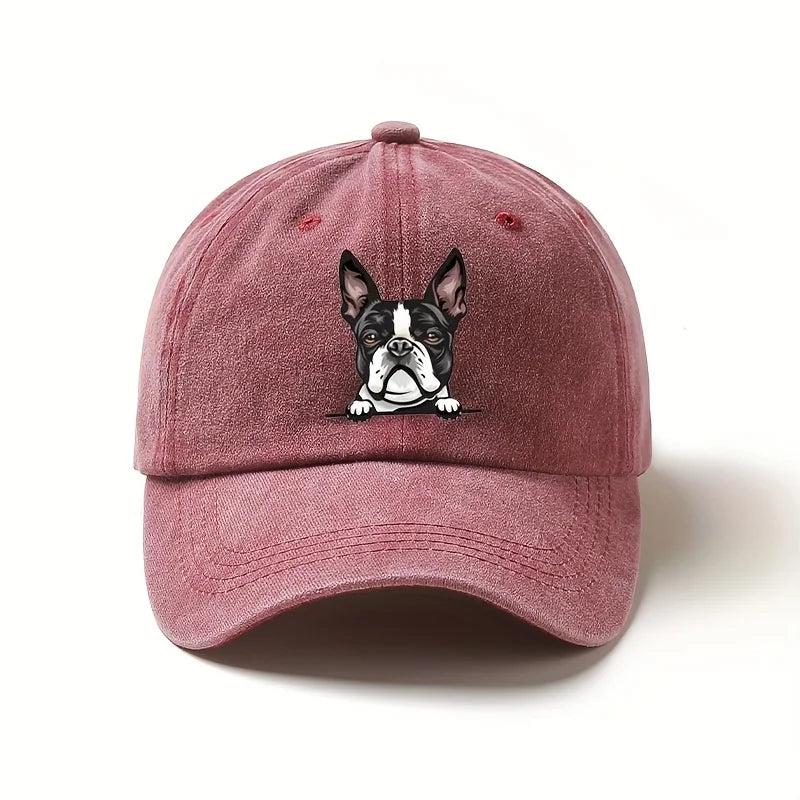 Cute Boston Terrier Baseball Cap – Casual Dog Lover Hat, Adjustable Sunshade Cap for Daily Wear & Travel