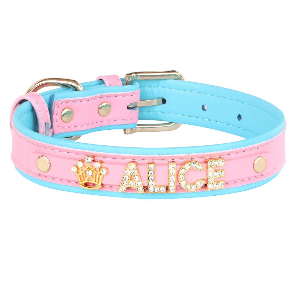 Personalized Rhinestone Dog Collar – Custom Name Collar for Small Dogs & Cats