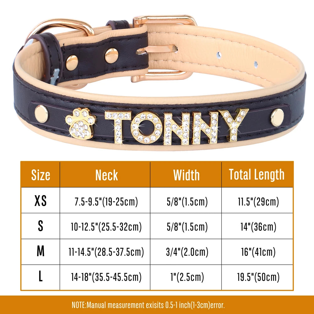 Personalized Rhinestone Dog Collar – Custom Name Collar for Small Dogs & Cats