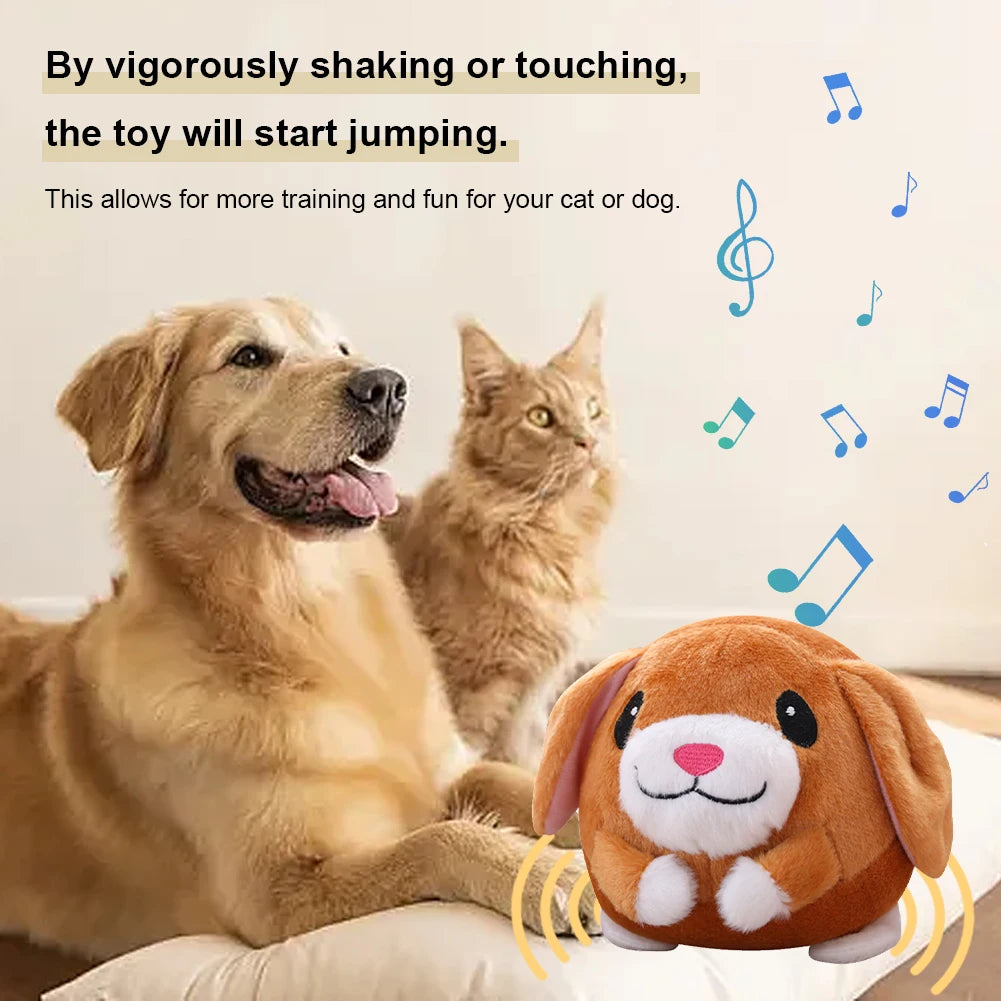 Self-Moving Bouncing Plush Interactive Chew Toy for Indoor Play