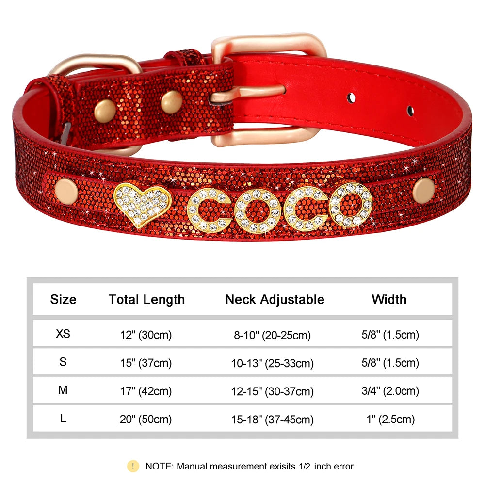 Personalized Rhinestone Dog Collar – Custom Name Collar for Small Dogs & Cats