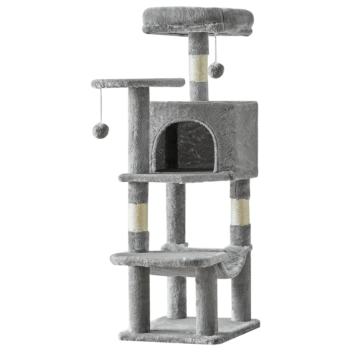 Tall Multi-Cat Climbing Cat Tree Tower – 44" Indoor Cat Furniture with Sisal Scratching Posts & Cozy Pet House
