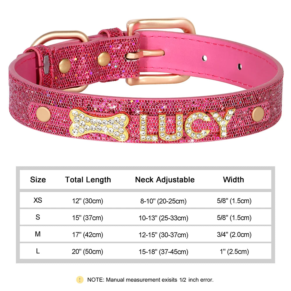 Personalized Rhinestone Dog Collar – Custom Name Collar for Small Dogs & Cats