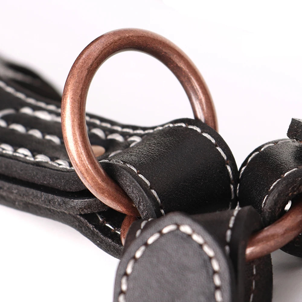Genuine Leather Dog Harness – Durable Riveted Training Vest with Metal Hardware for Medium & Large Dogs