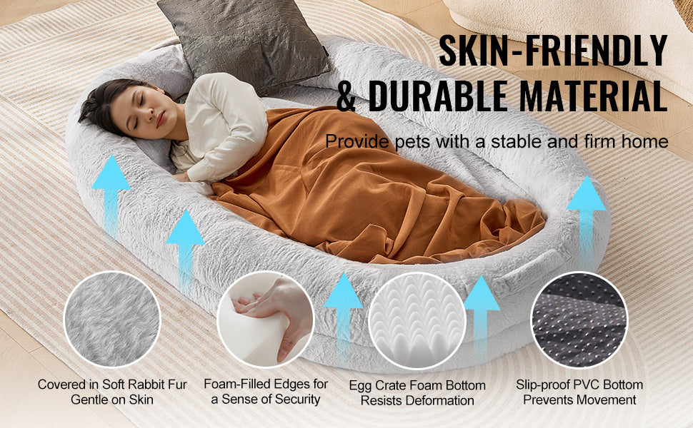 Human Dog Bed – Cozy Bedding with Washable Cover, Orthopedic Egg Foam