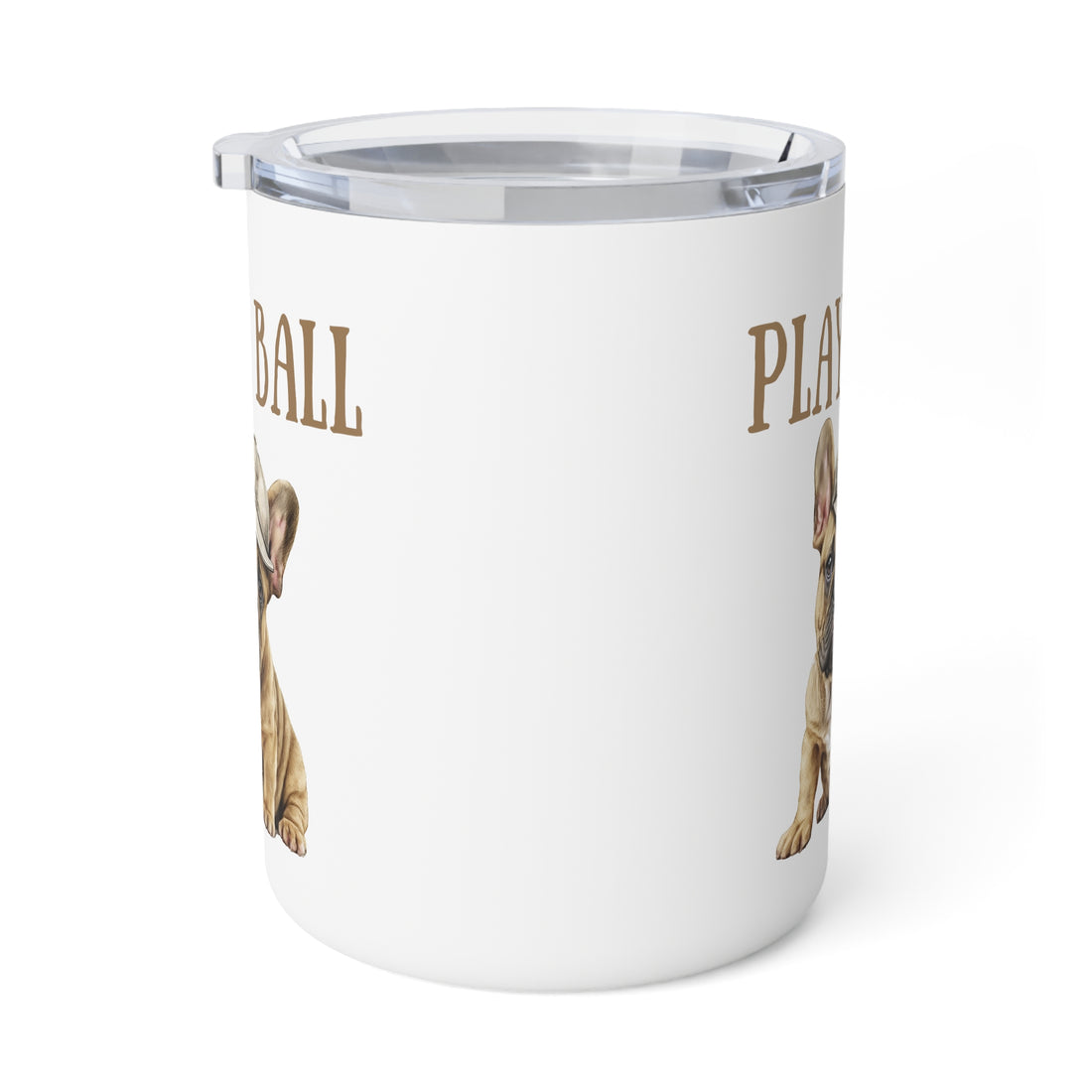Play Ball Cute Frenchie Insulated Coffee Mug, 10oz  for hot and cold drinks
