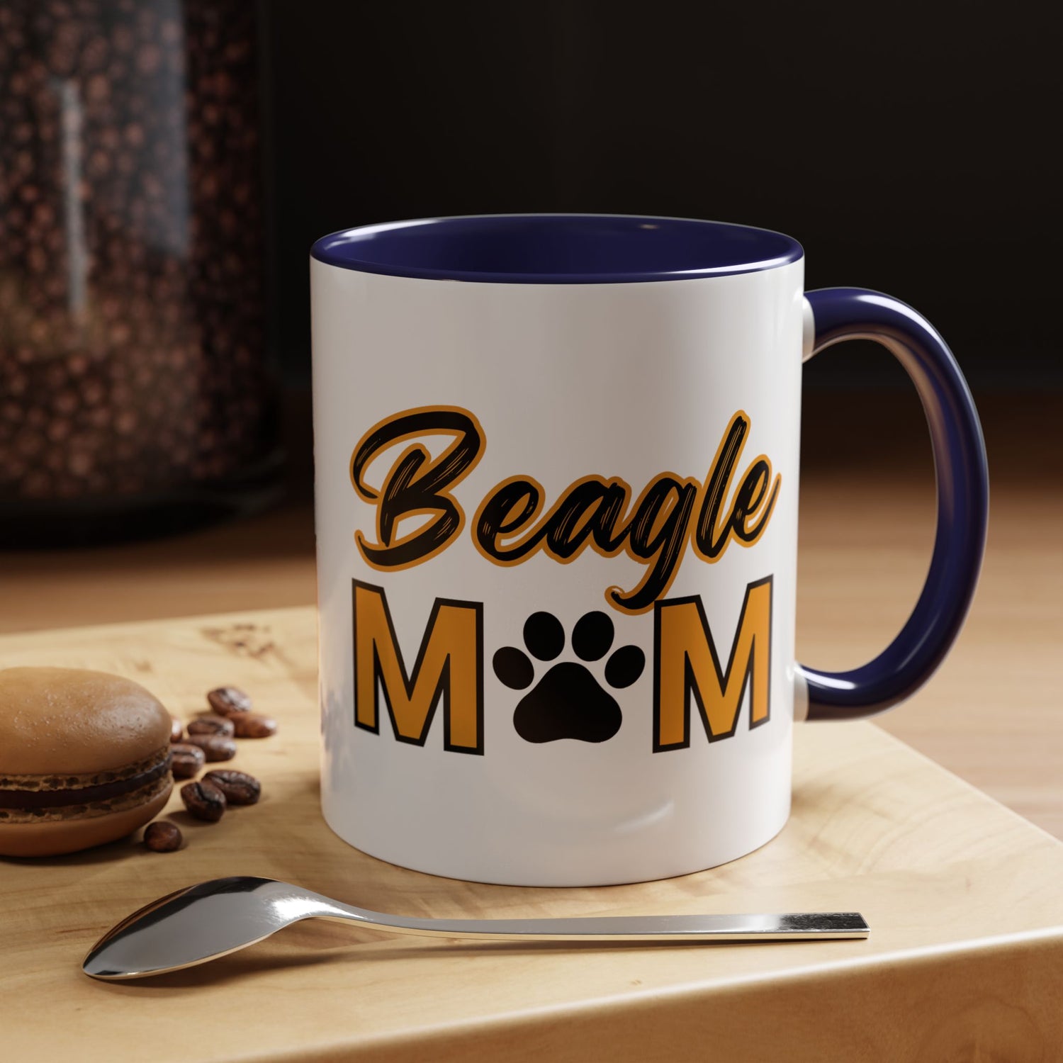 Custom Beagle Mom Coffee Mug with Paw Print – Multi-Color Dog Owner Gift, Personalized Mug for Dog Lovers