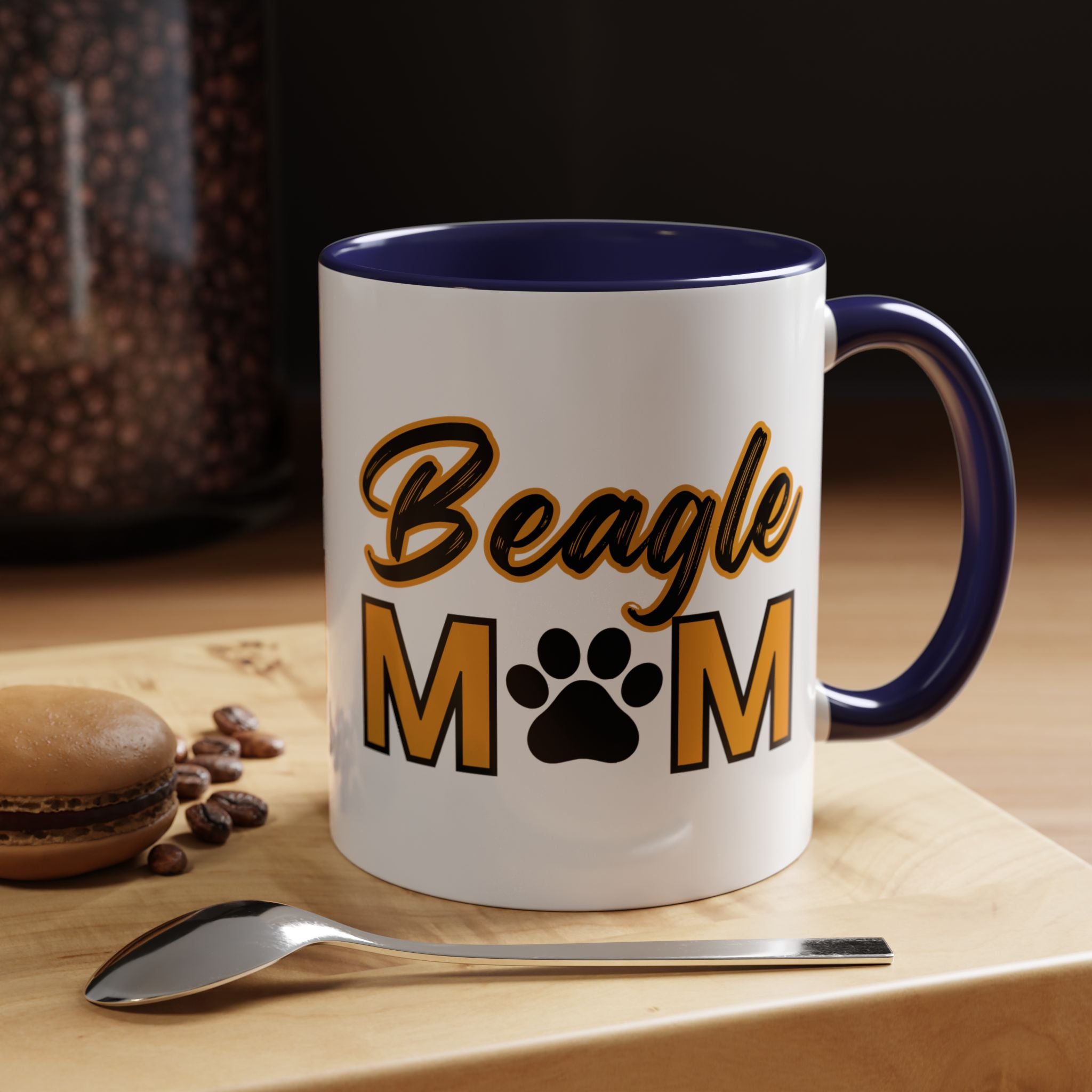Custom Beagle Mom Coffee Mug with Paw Print – Multi-Color Dog Owner Gift, Personalized Mug for Dog Lovers