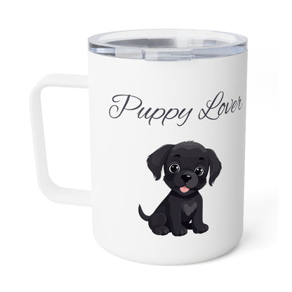 Puppy Lover Insulated Travel Mug – 10oz Stainless Steel Mug for Hot &amp; Cold Drinks
