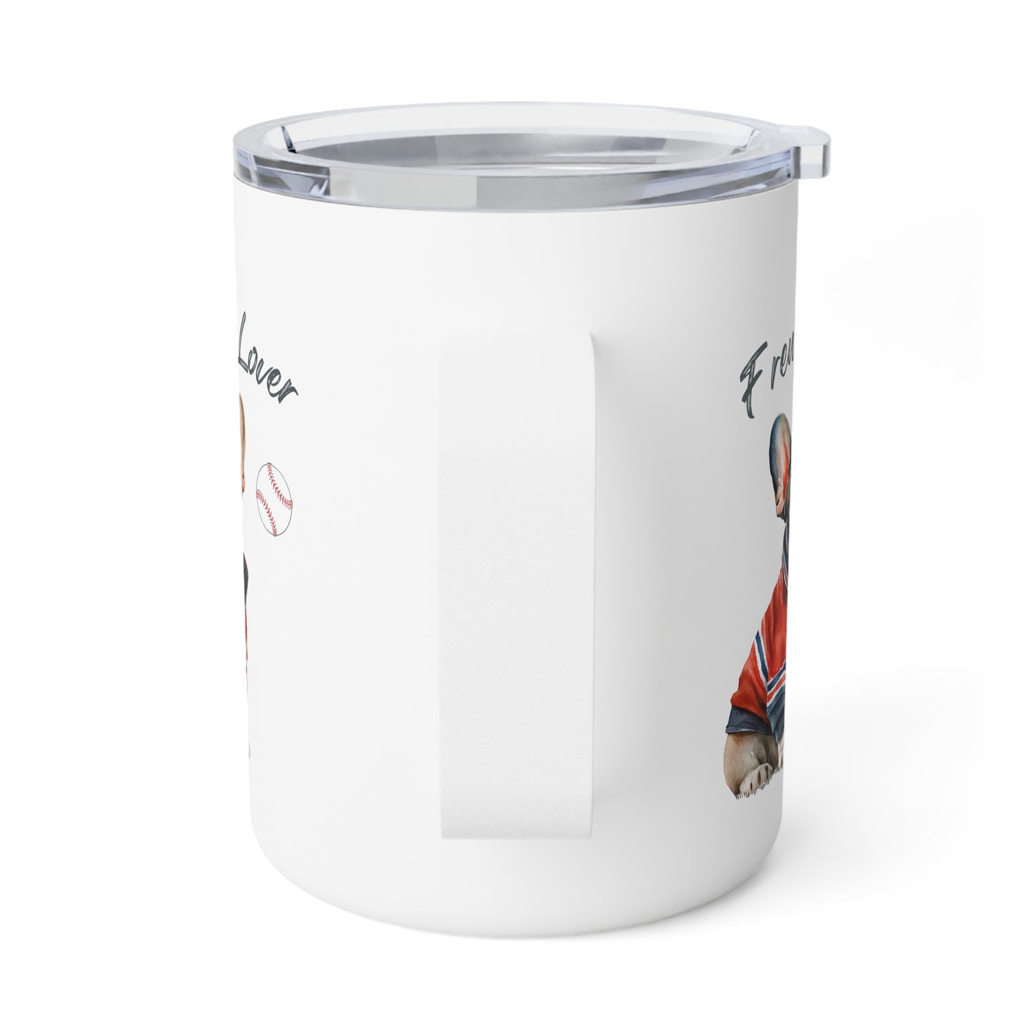 Frenchie Baseball Lover Insulated Stainless Steel Coffee Mug, 10oz  for hot and cold drinks Gift for Her Gift for Him
