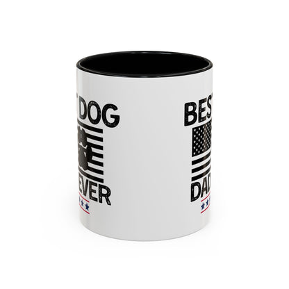 Best Dog Dad Coffee Mug – Patriotic Paw Flag Design