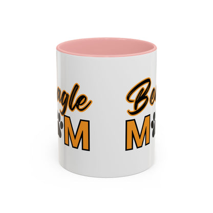 Custom Beagle Mom Coffee Mug with Paw Print – Multi-Color Dog Owner Gift, Personalized Mug for Dog Lovers