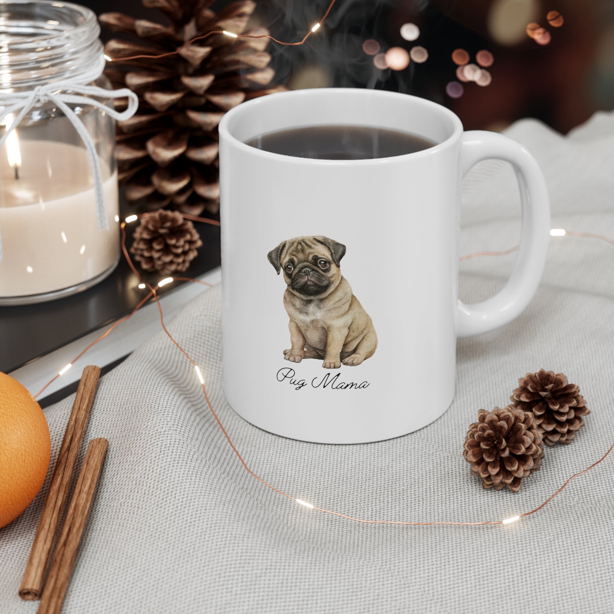 Custom Pug Love Coffee Cup- Dog Lover Gifts- Custom Ceramic Mug 11oz Gifts for Dog Moms Unique Gifts Girls and Dogs Animal Lover Printify