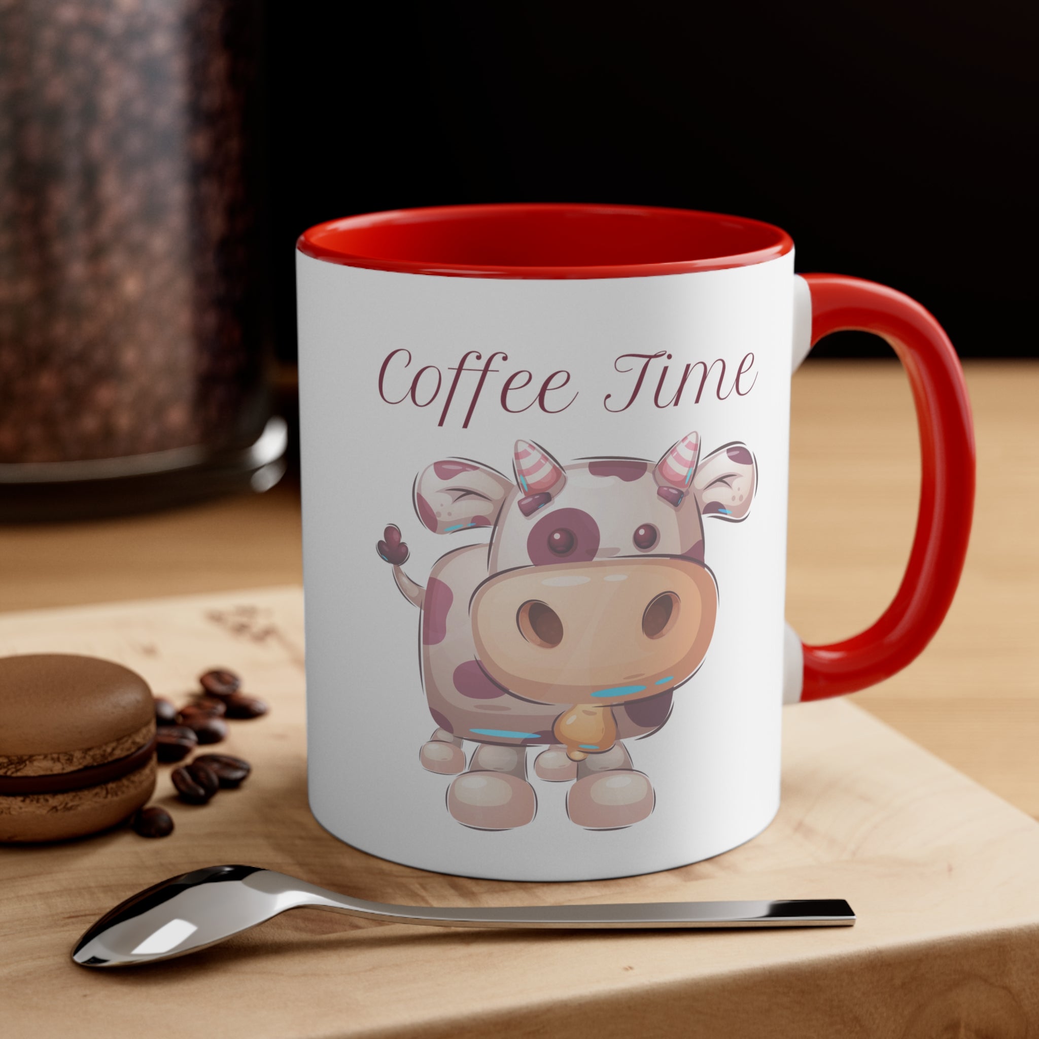 Coffee Time with Cute Cow Multi-Color Coffee Mug for Animal Lovers