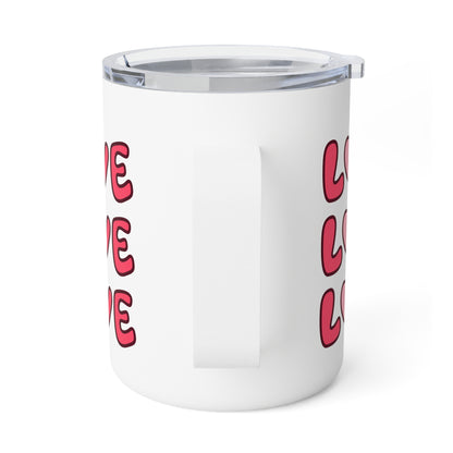 LOVE LOVE LOVE Insulated Coffee Mug, 10oz  for hot and cold drinks