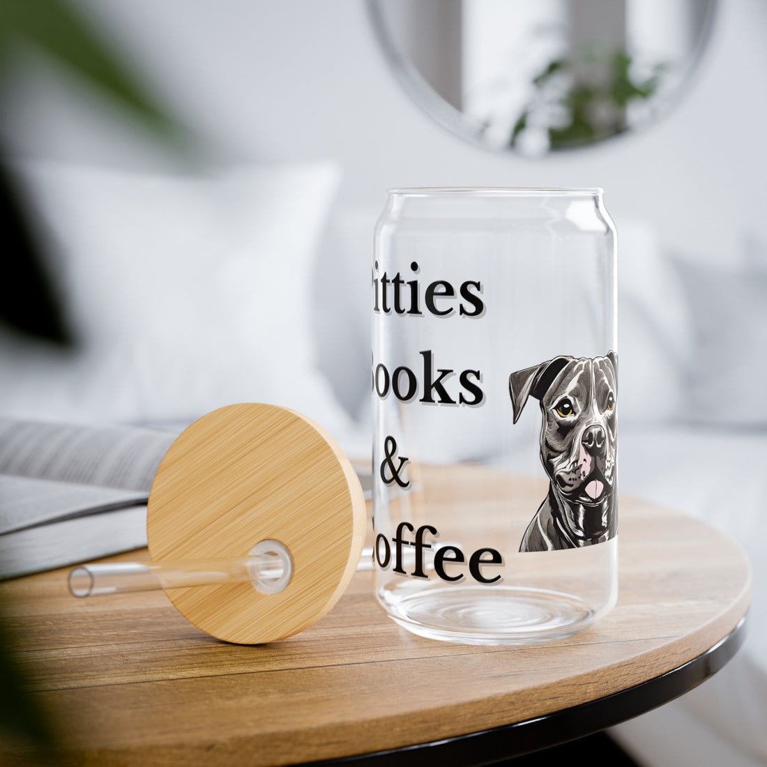 Personalized Pit Bull Glass Tumbler - 16oz Custom Gift for Dog Owners