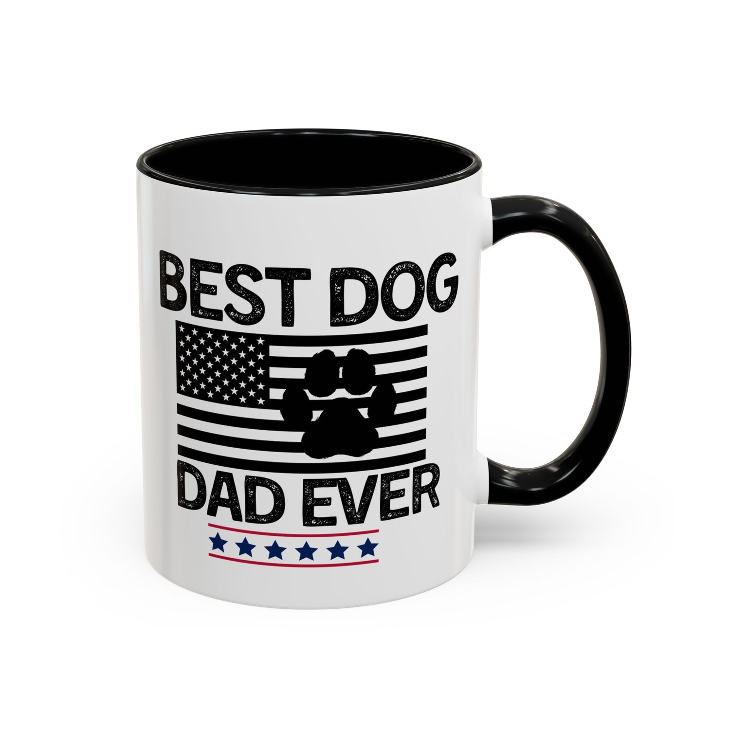 Best Dog Dad Coffee Mug – Patriotic Paw Flag Design