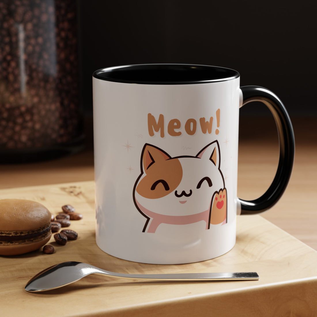 Cute Cat Classic Ceramic Coffee Mug, 11oz Multi Colors for Cat Lovers, Cat Mom, Cat People Gift, Fun Cat Mug