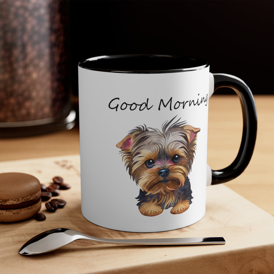Good Morning Cute Custom Yorkie Dog Coffee Mug, 11oz Multi Colors Pup Cup, Dog Mom, Yorkie Lover