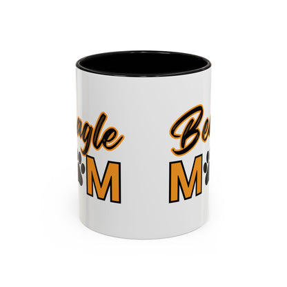 Custom Beagle Mom Coffee Mug with Paw Print – Multi-Color Dog Owner Gift, Personalized Mug for Dog Lovers