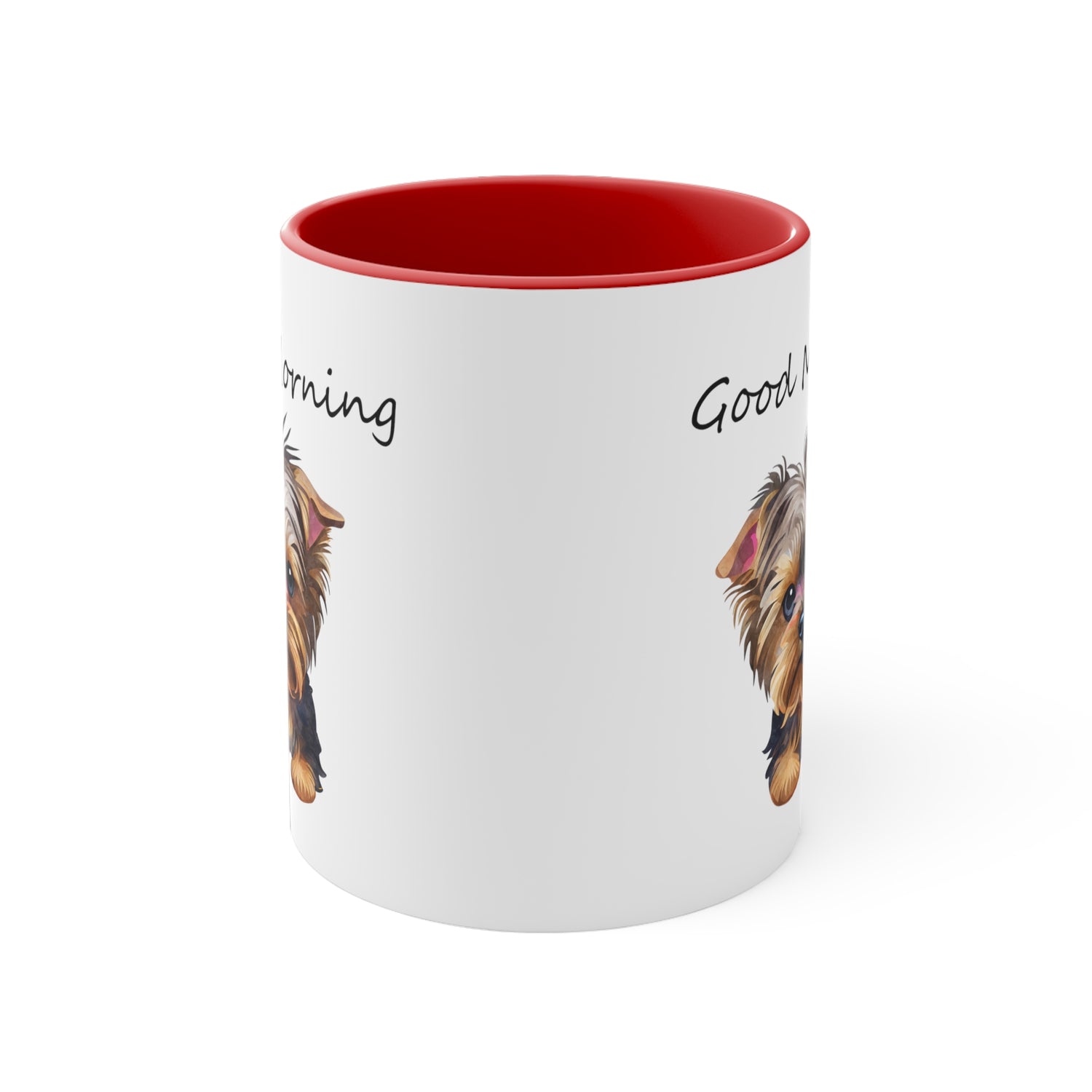 Good Morning Cute Custom Yorkie Dog Coffee Mug, 11oz Multi Colors Pup Cup, Dog Mom, Yorkie Lover
