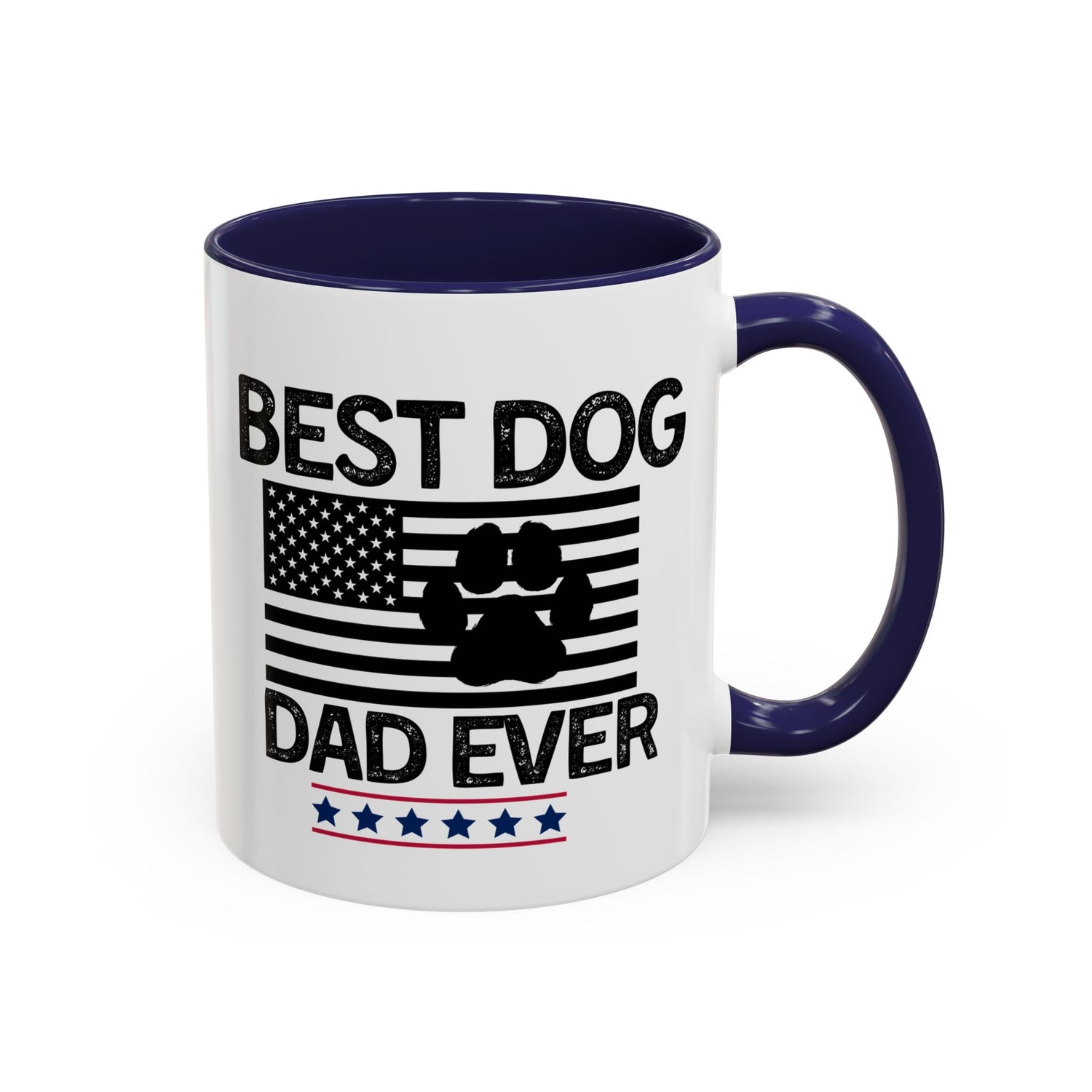 Best Dog Dad Coffee Mug – Patriotic Paw Flag Design