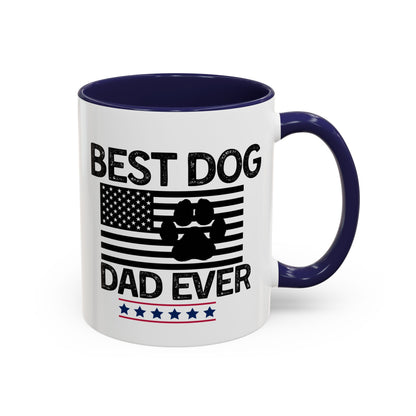 Best Dog Dad Coffee Mug – Patriotic Paw Flag Design