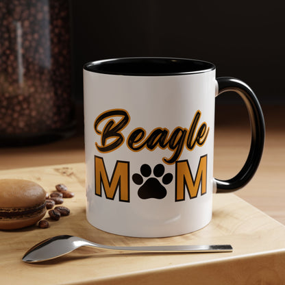 Custom Beagle Mom Coffee Mug with Paw Print – Multi-Color Dog Owner Gift, Personalized Mug for Dog Lovers