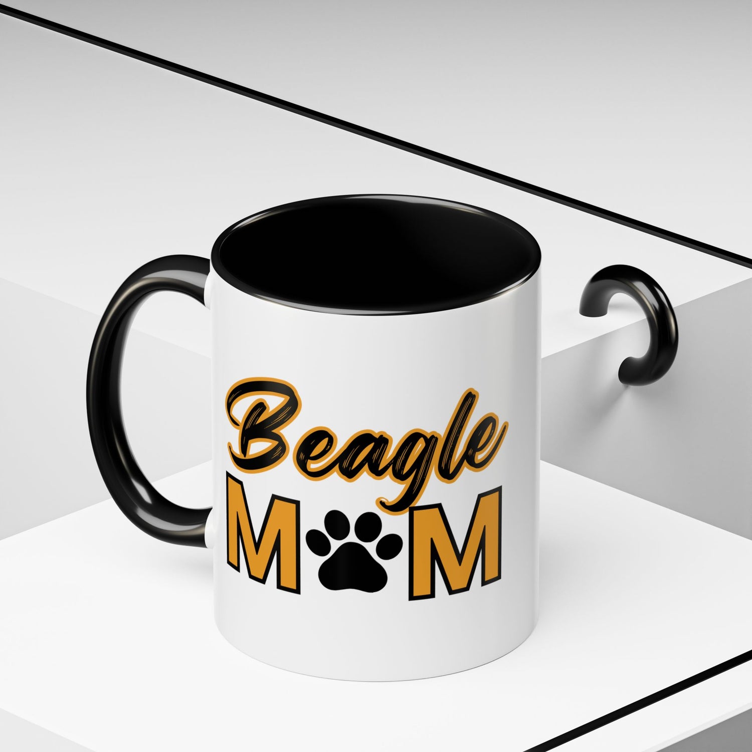 Custom Beagle Mom Coffee Mug with Paw Print – Multi-Color Dog Owner Gift, Personalized Mug for Dog Lovers