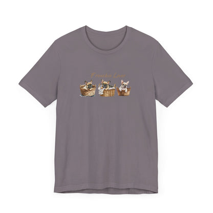 Frenchie Lover Womens Tshirt Frenchies in a Cute Basket on Comfy Bella+Canvas Style Tee gift for her, Dog Lover Gift, Dog People, Dog Owner, Pet Owner Gift