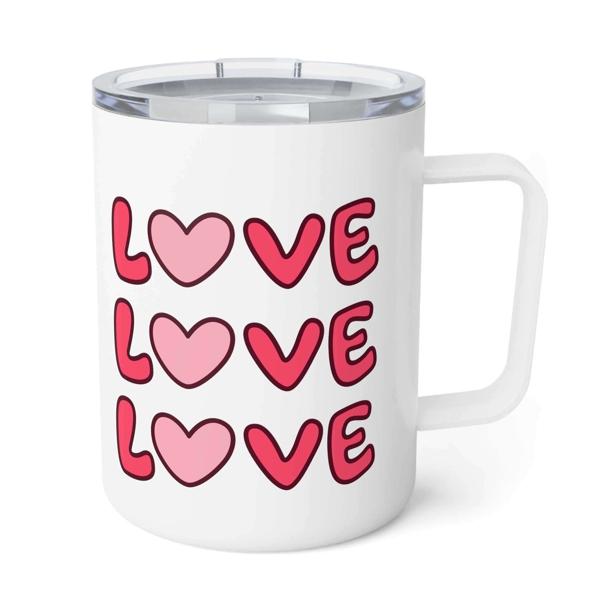 LOVE LOVE LOVE Insulated Coffee Mug, 10oz  for hot and cold drinks