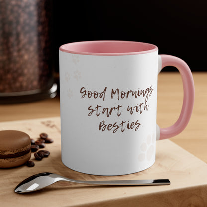 Special Mug Besties Forever Accent Coffee Mug, 11oz Gifts for Dog Lovers Pet Owners Coffee Mug Gifts Holiday Gifts Printify