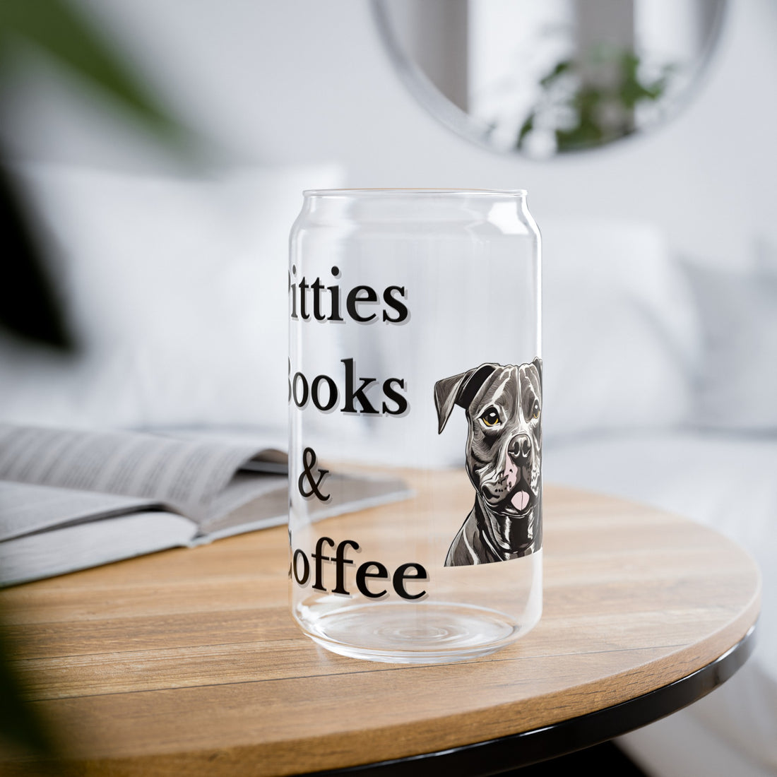 Personalized Pit Bull Glass Tumbler - 16oz Custom Gift for Dog Owners
