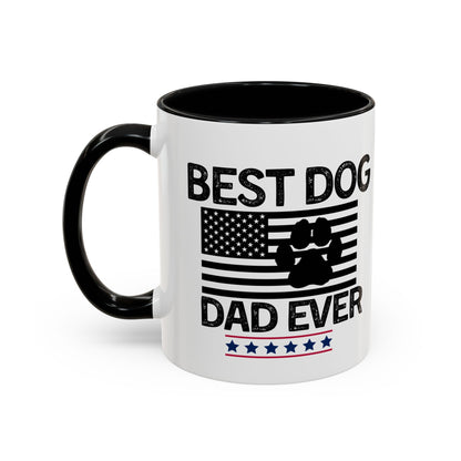 Best Dog Dad Coffee Mug – Patriotic Paw Flag Design