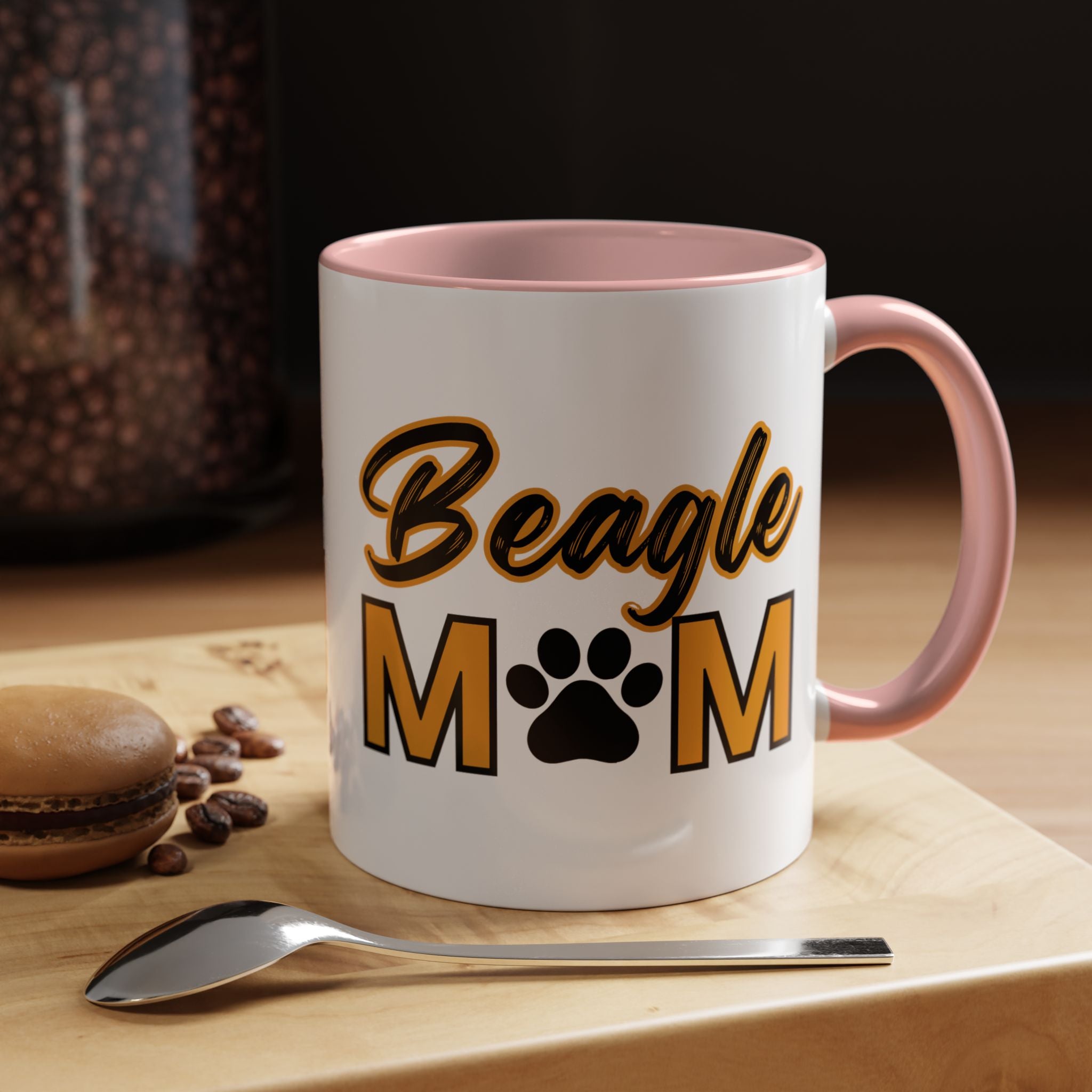 Custom Beagle Mom Coffee Mug with Paw Print – Multi-Color Dog Owner Gift, Personalized Mug for Dog Lovers