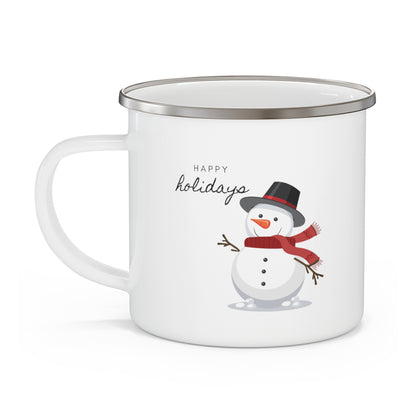 Happy Holidays Snowman Christmas Camping Mug