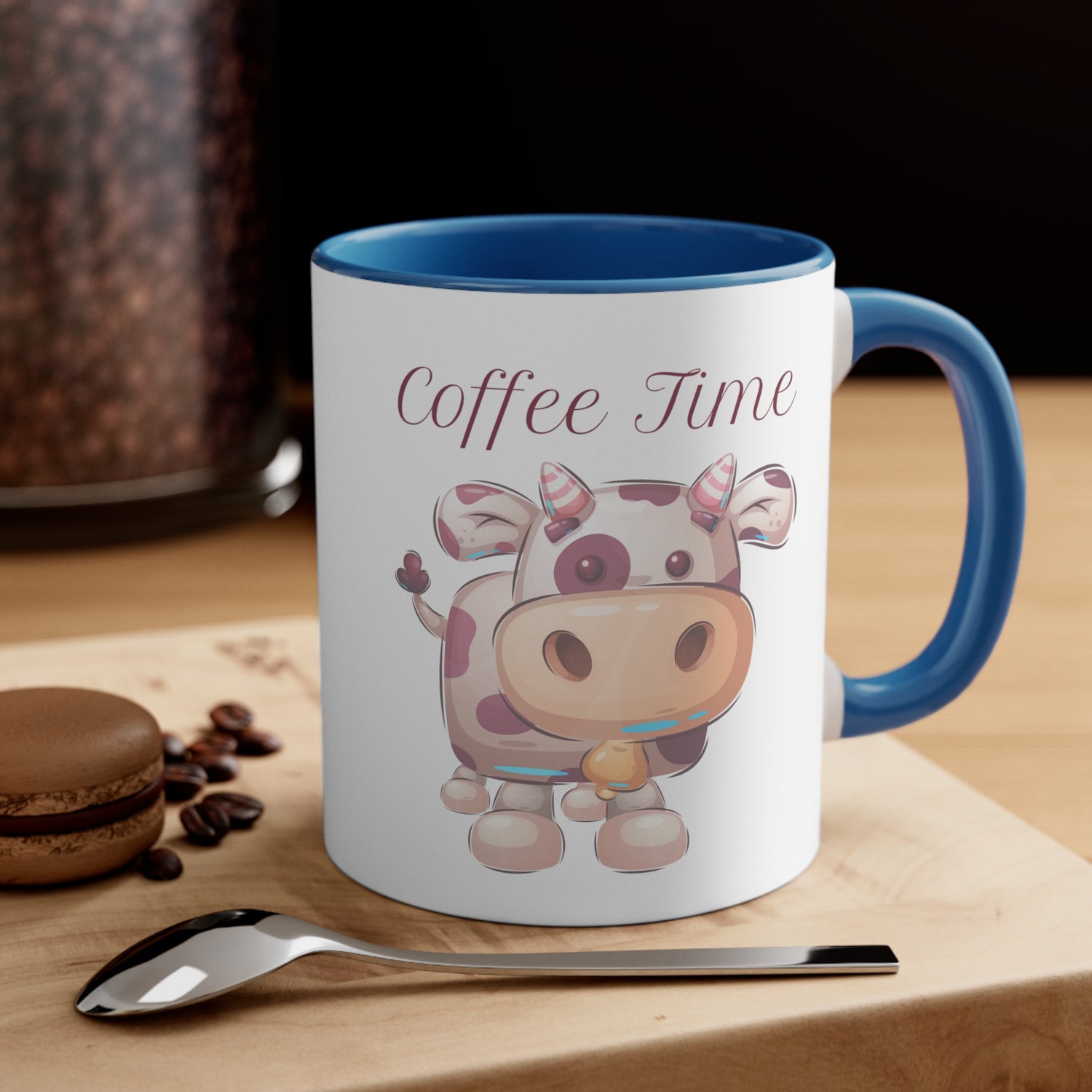 Coffee Time with Cute Cow Multi-Color Coffee Mug for Animal Lovers