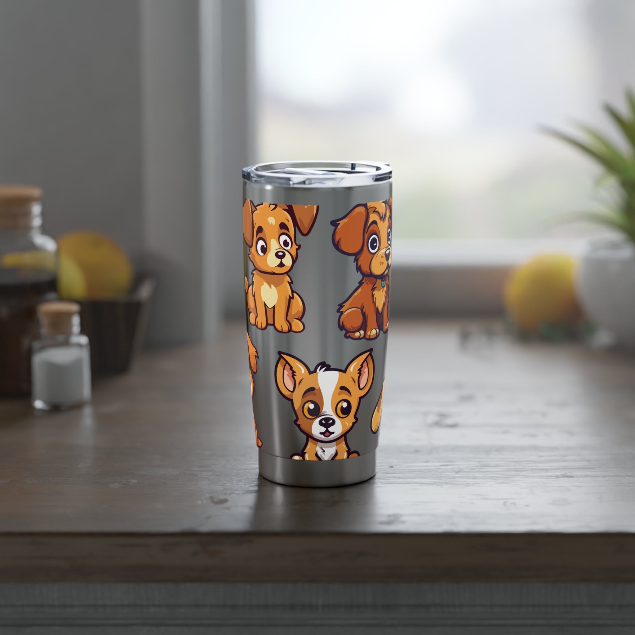 Cute Puppies on Stainless Metal Tumbler 20oz Gift for Dog Lovers and Dog Moms