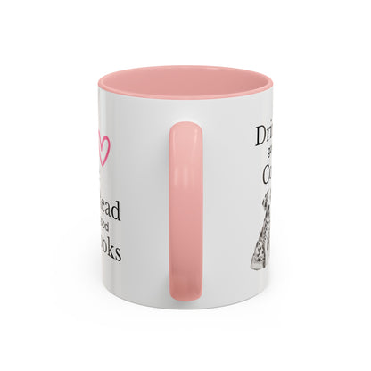 Drink Good Coffee Read Good Books with Cute Dalmatian Dog on Multi-Color Coffee Mug for Animal Lovers, Pet Owners, Dog Lovers, Gift for Her