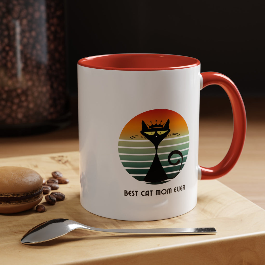 Best Cat Mom with Funny Cat on Classic Ceramic Coffee Mug, 11oz Multi Colors for Cat Lovers