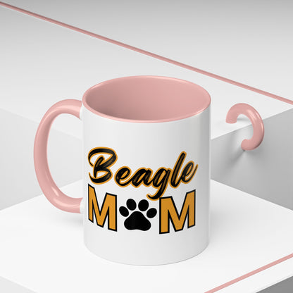 Custom Beagle Mom Coffee Mug with Paw Print – Multi-Color Dog Owner Gift, Personalized Mug for Dog Lovers