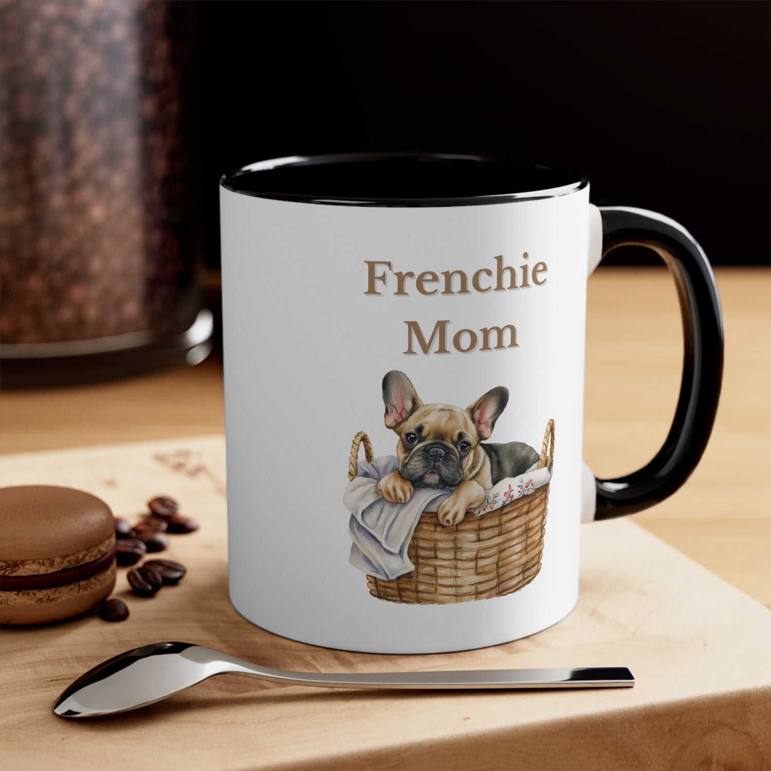 Custom French Bulldog Mom Mug  in Basket choose from Multi-Colors