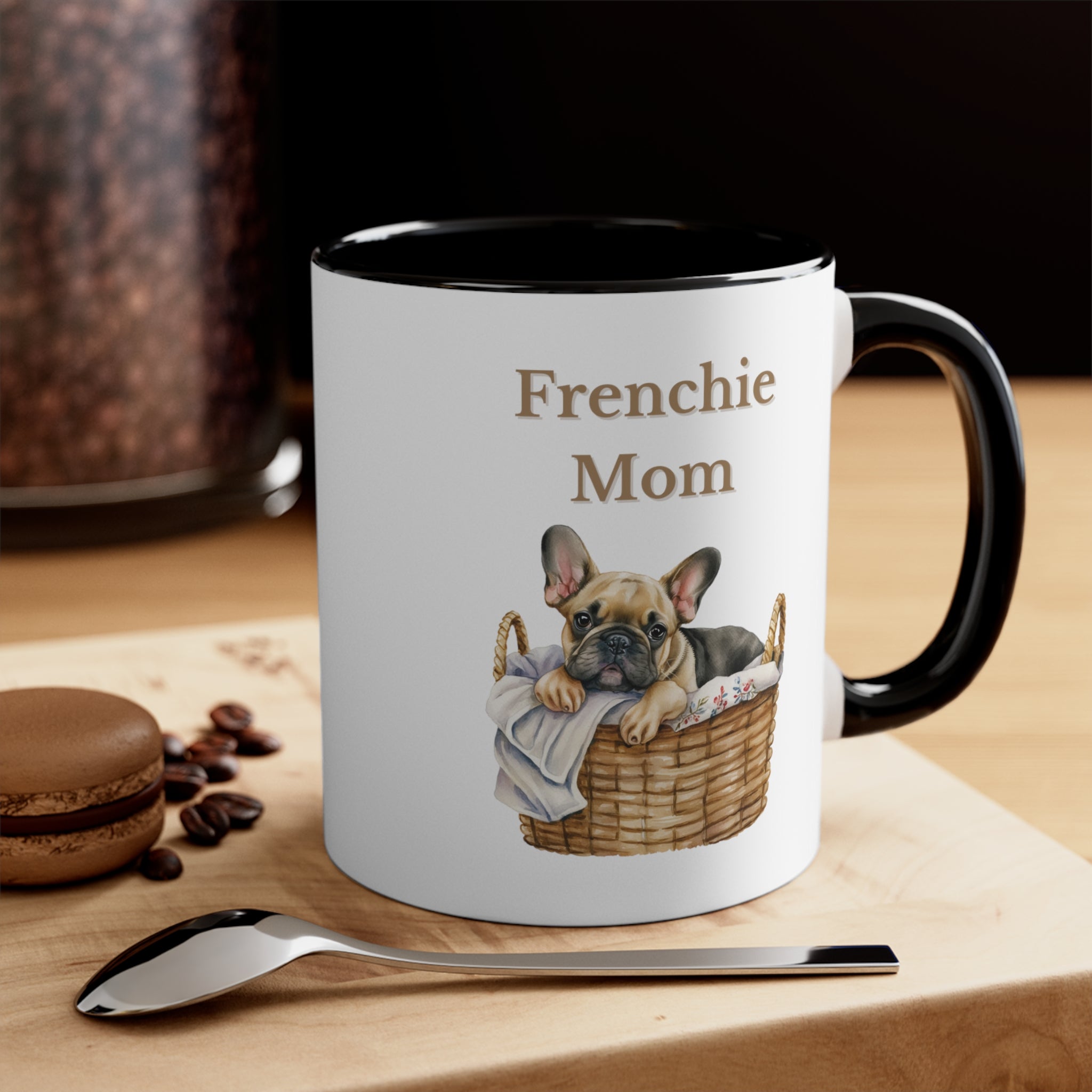 Custom French Bulldog Mom Mug  in Basket choose from Multi-Colors