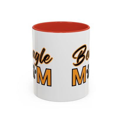 Custom Beagle Mom Coffee Mug with Paw Print – Multi-Color Dog Owner Gift, Personalized Mug for Dog Lovers