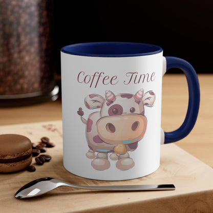 Coffee Time with Cute Cow Multi-Color Coffee Mug for Animal Lovers