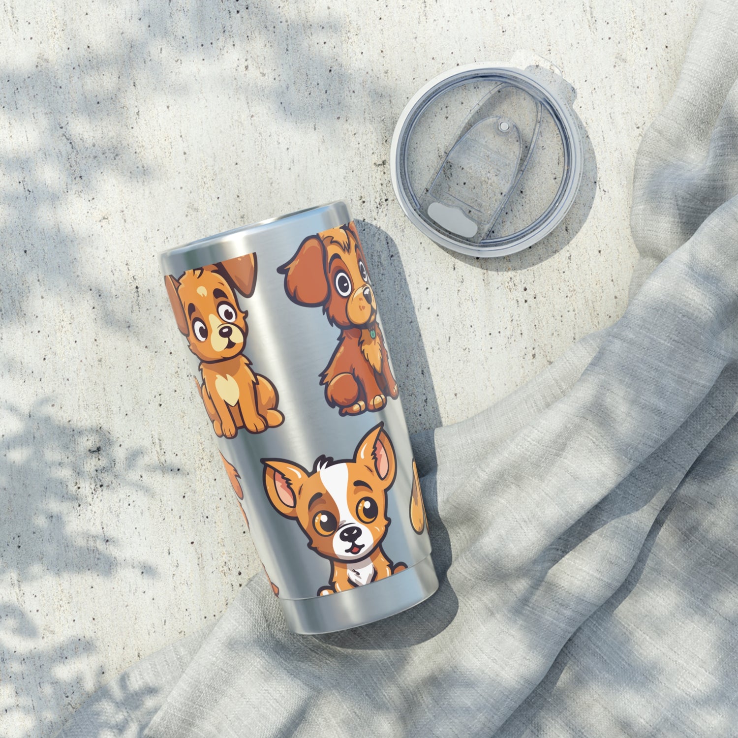 Cute Puppies on Stainless Metal Tumbler 20oz Gift for Dog Lovers and Dog Moms