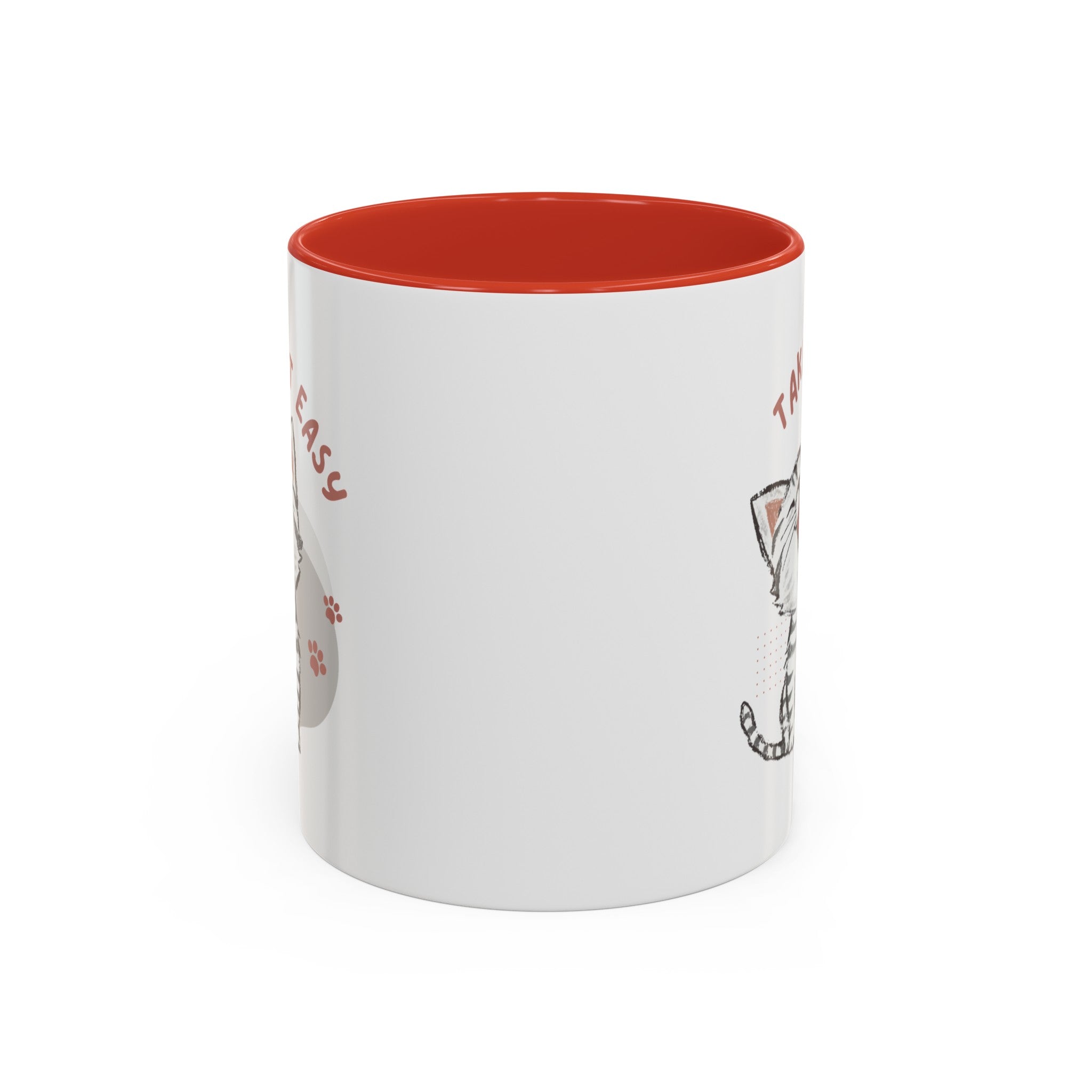 Take it Easy with Cute Cat on Classic Ceramic Coffee Mug, 11oz Multi Colors for Cat Lovers