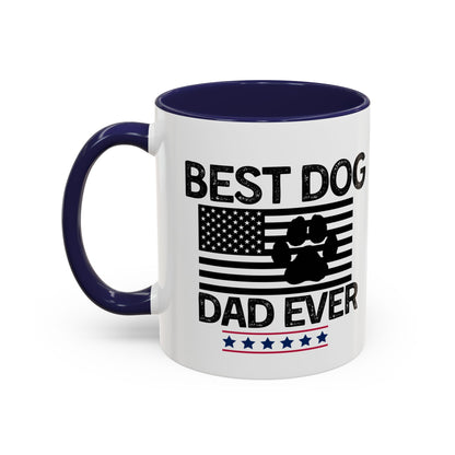 Best Dog Dad Coffee Mug – Patriotic Paw Flag Design